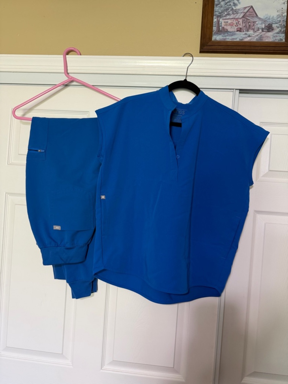 FIGS Royal Blue Scrubs - Rafaela top and Zamora High waisted Joggers